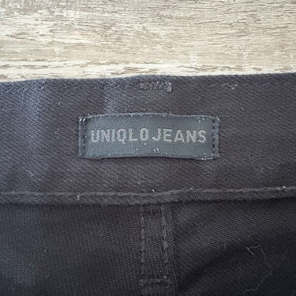 UNIQLO Selvedge Jeans Mens 29x33 Black Slim Straight Mid Rise Stretch Denim - Picture 2 of 11